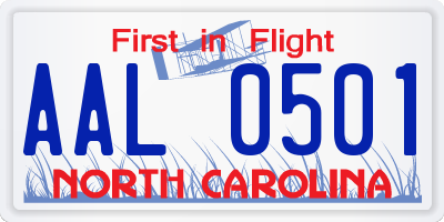 NC license plate AAL0501