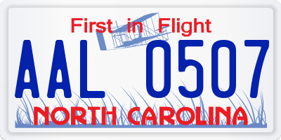 NC license plate AAL0507
