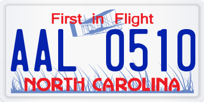 NC license plate AAL0510