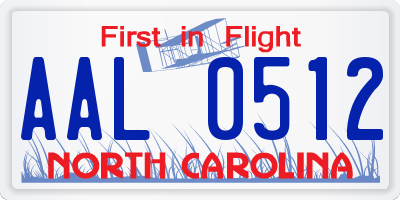 NC license plate AAL0512