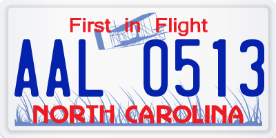 NC license plate AAL0513