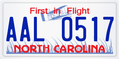 NC license plate AAL0517