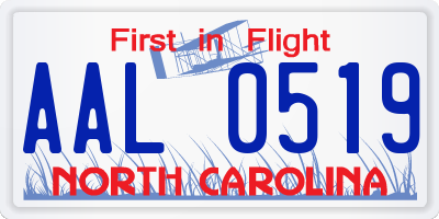 NC license plate AAL0519