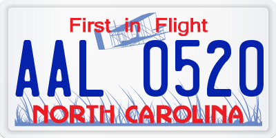 NC license plate AAL0520