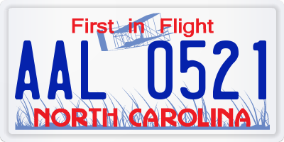 NC license plate AAL0521