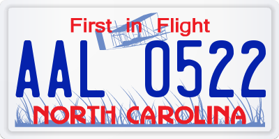 NC license plate AAL0522