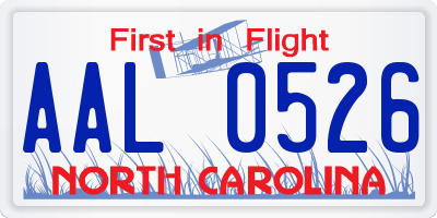 NC license plate AAL0526