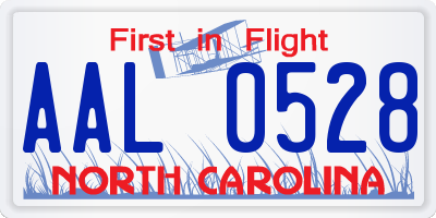 NC license plate AAL0528