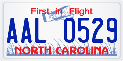 NC license plate AAL0529