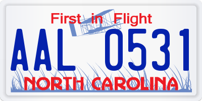 NC license plate AAL0531