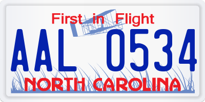 NC license plate AAL0534