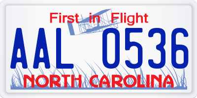 NC license plate AAL0536