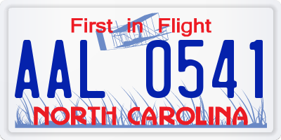 NC license plate AAL0541