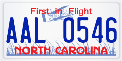 NC license plate AAL0546