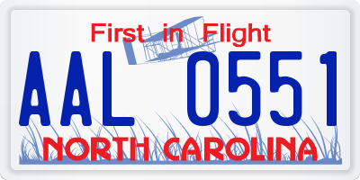 NC license plate AAL0551