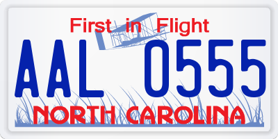 NC license plate AAL0555