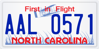 NC license plate AAL0571