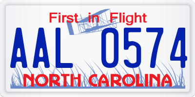 NC license plate AAL0574