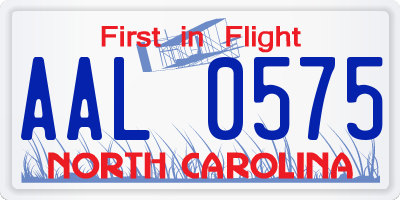NC license plate AAL0575