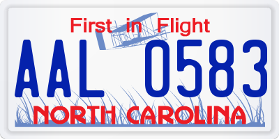 NC license plate AAL0583