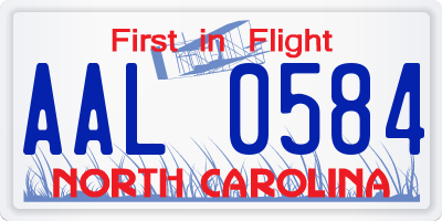 NC license plate AAL0584