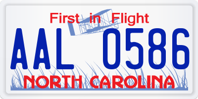 NC license plate AAL0586