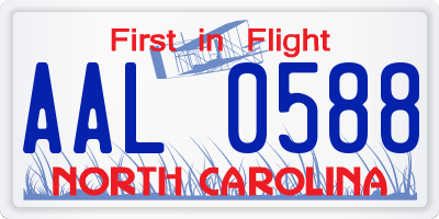NC license plate AAL0588