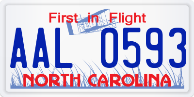 NC license plate AAL0593