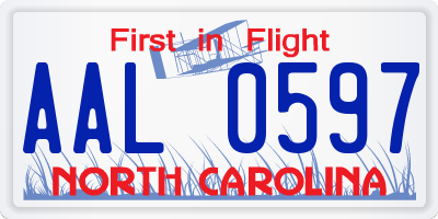 NC license plate AAL0597