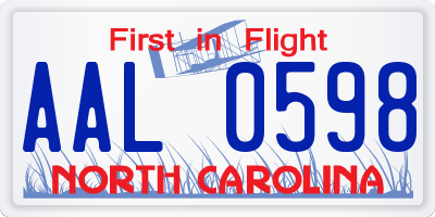 NC license plate AAL0598