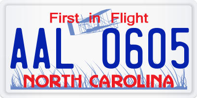 NC license plate AAL0605