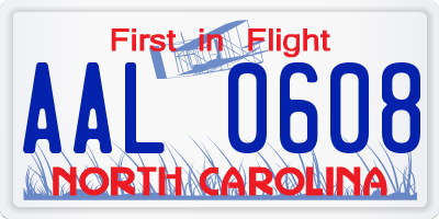 NC license plate AAL0608