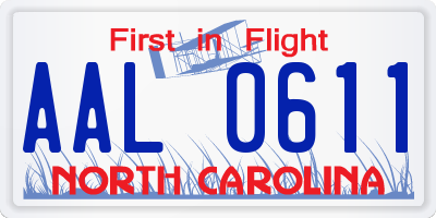 NC license plate AAL0611