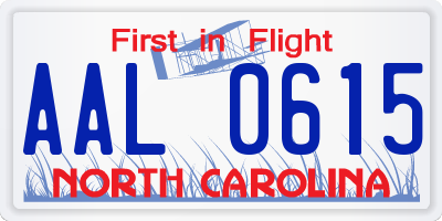 NC license plate AAL0615