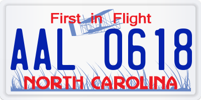 NC license plate AAL0618