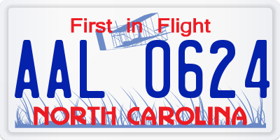 NC license plate AAL0624