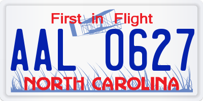 NC license plate AAL0627