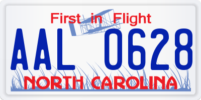 NC license plate AAL0628