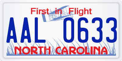 NC license plate AAL0633