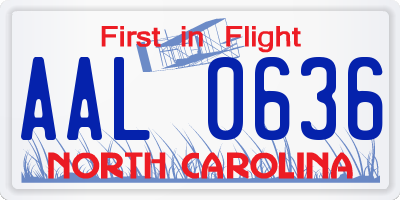 NC license plate AAL0636