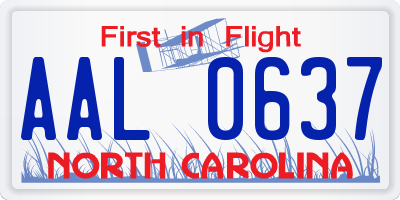 NC license plate AAL0637