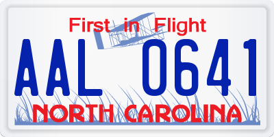 NC license plate AAL0641