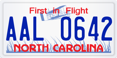 NC license plate AAL0642