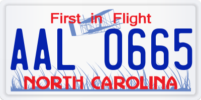 NC license plate AAL0665