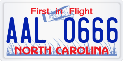 NC license plate AAL0666