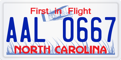 NC license plate AAL0667
