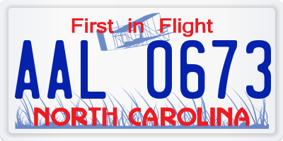 NC license plate AAL0673