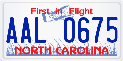 NC license plate AAL0675