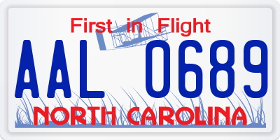 NC license plate AAL0689