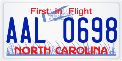 NC license plate AAL0698